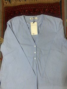 Zara Striped Blouson Top with tag