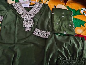Green Embellished Kurta Set