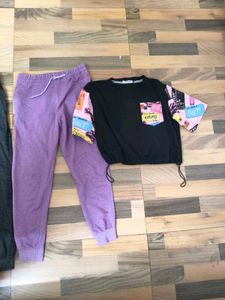 Cute Graphic Print Top & Jogger Set