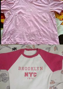 2 PINK CROP TEES