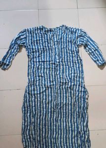 Blue Striped Cotton Kurta