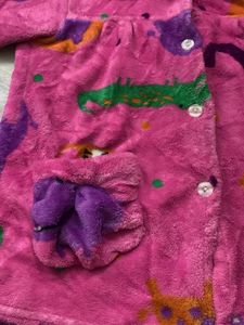 Cute Pink Cartoon Fleece Nightsuit