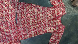 Red Floral Kurta Set with Sharara Pants