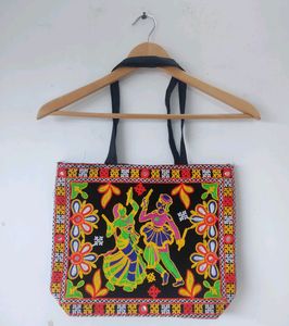 Embroidered Folk Art Tote Bag