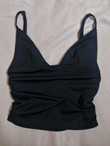 Black Ruched V-Neck Cami Top