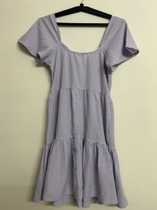 Lavender Puff Sleeve Tiered Mini Dress