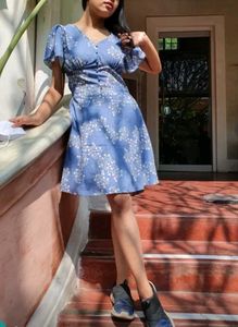 Blue Floral Mini Dress