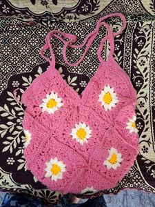Crochet Daisy Tote Bag