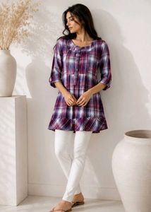 🤍 Chic Plaid Tunic Top