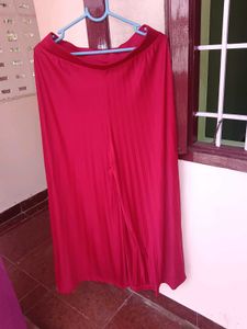 Red Pleated Palazzo Pants