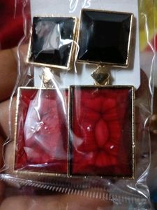 Red Black Earings