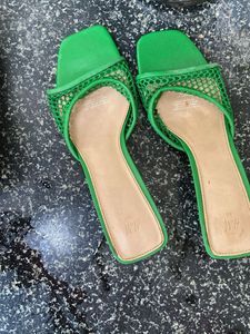 ZARA Green Mesh Sandals