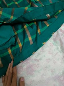 Elegant Green Plaid Ethnic Gown