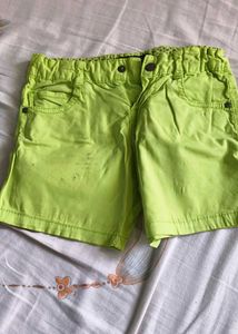 Lime Green Cotton Shorts