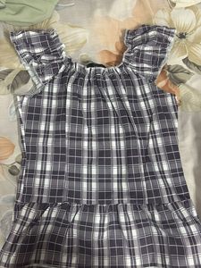 Plaid Off-Shoulder Ruffle Top