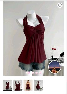 Maroon Ruched Halter top