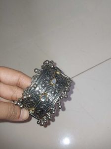 Ornate Silver-Tone Bangle Bracelet