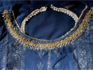 WISHFUL Blue Kurta Set with Golden Dupata