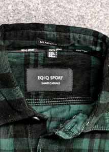 EQ:IQ Sport Green &amp; Black Plaid Corduroy Shirt
