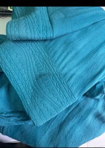 Blue Kurta Set with Gold Print
