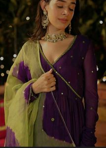 Purple Mirror Georgette Suit Set