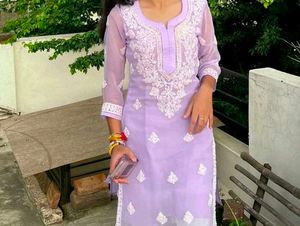 Elegant Lavender Chikankari Kurta