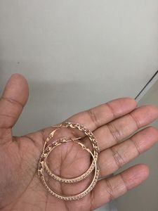Sparkling Rose Gold Hoop Earrings