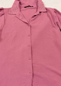 Pantaloon Pink Stylish Pearl Embellished Top