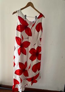 Red Floral Midi Dress