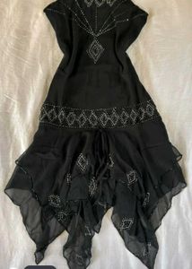 Beaded Black Strapless Dress