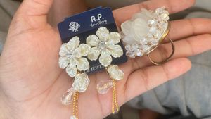Neckpiece, earrings, ring, chain