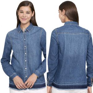 Vero Moda Washed Shirt with Frayed Hemline Medium