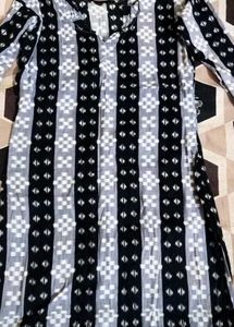 Black &amp; White Striped Kurta