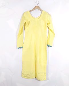 Sunny Yellow Kurti with Teal Trim