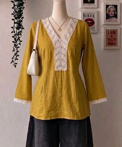 Yellow Embroidered Kurta Tunic