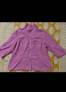 women’s Chic Pink Gingham Button-Up Shirt