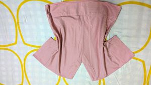 trending Pink Striped V-Neck Top korean