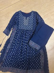 Elegant Blue Printed Kurta Set