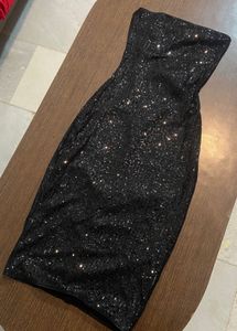 Black Sequin Corset Back Maxi Dress