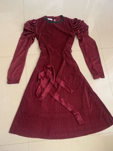 Elegant Burgundy Velvet Dress