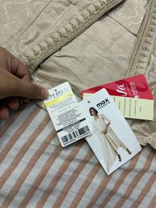 Max Beige Embroidered Kurta