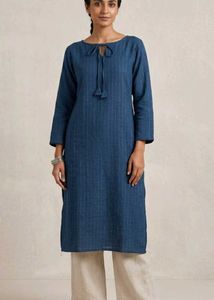 Blue Striped Cotton Kurta