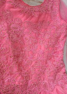 Elegant Pink Lace Ethnic Gown