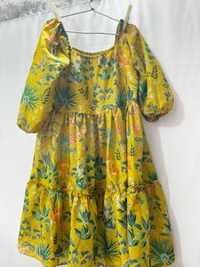 Flowy Floral Print Midi Dress