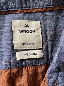 WROGN Men's Orange Striped Casual Shirt