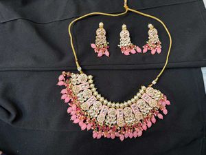 Stunning Pink &amp; Gold Necklace Set