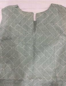 Sage Green Diamond Pattern Flared Dress