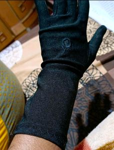 Vintage Black Embroidered Long Gloves