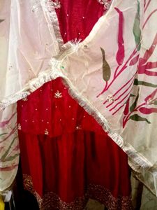 Stunning Red &amp; Cream Lehenga Choli