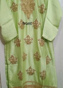 Embroidered Green Kurti Set
